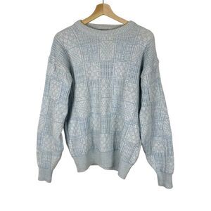 Towncraft Vintage Icy Blue Textured Crew Neck Relaxed Fit Y2k Sweater M